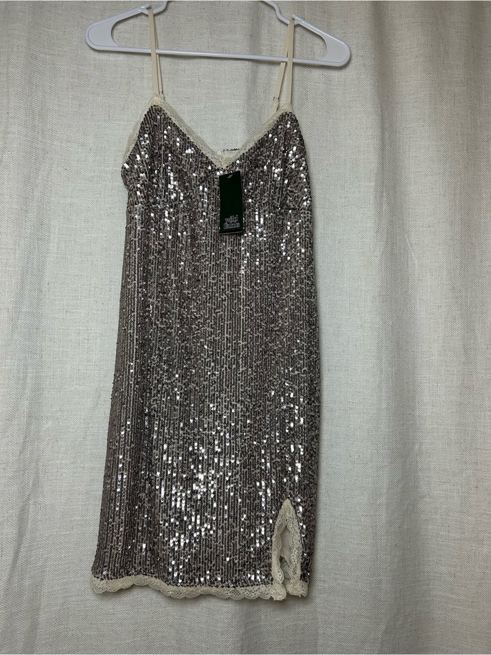 NWT Wild Fable Sequin Slip Dress with Lace Trim - Size M - Picture 3 of 4